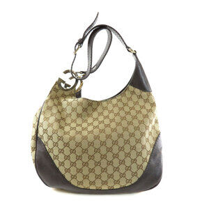 Gucci Canvas Shoulder Bag Brown GG